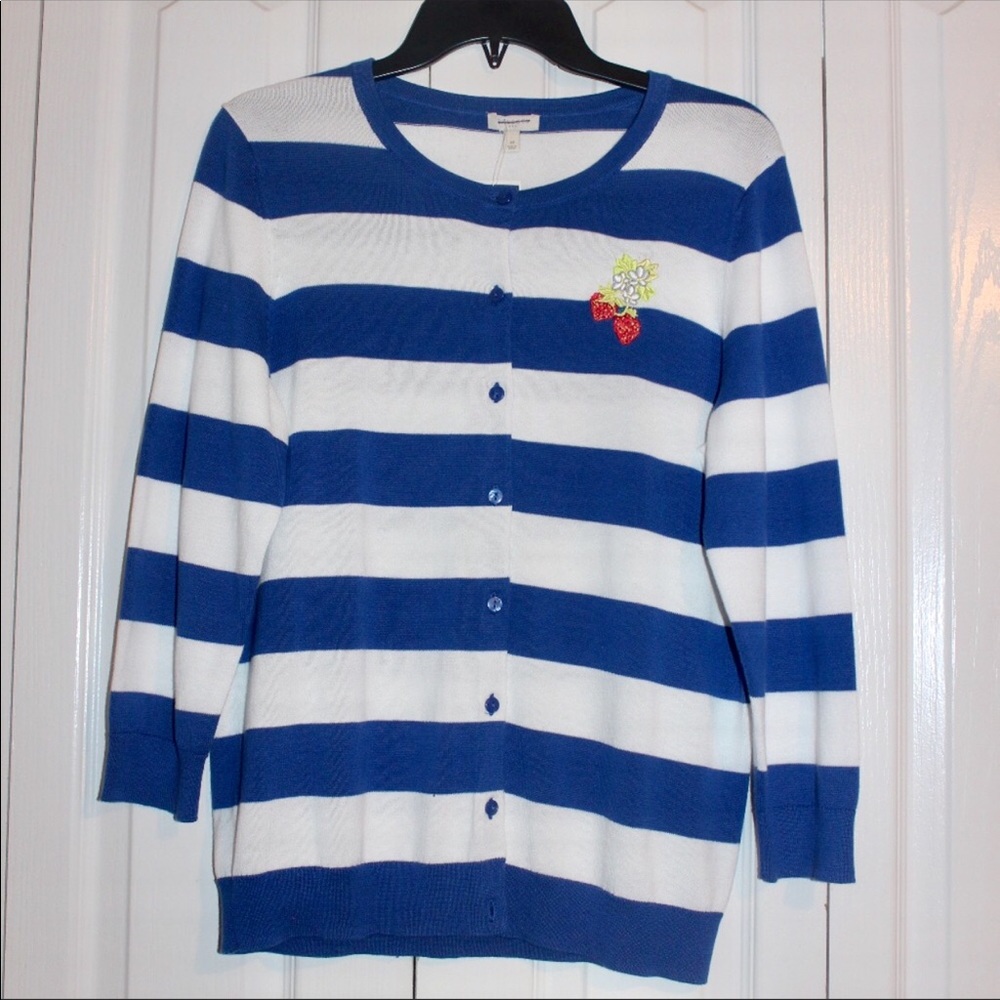 NWOT Talbots Cardigan Button Down Blue Sweater M